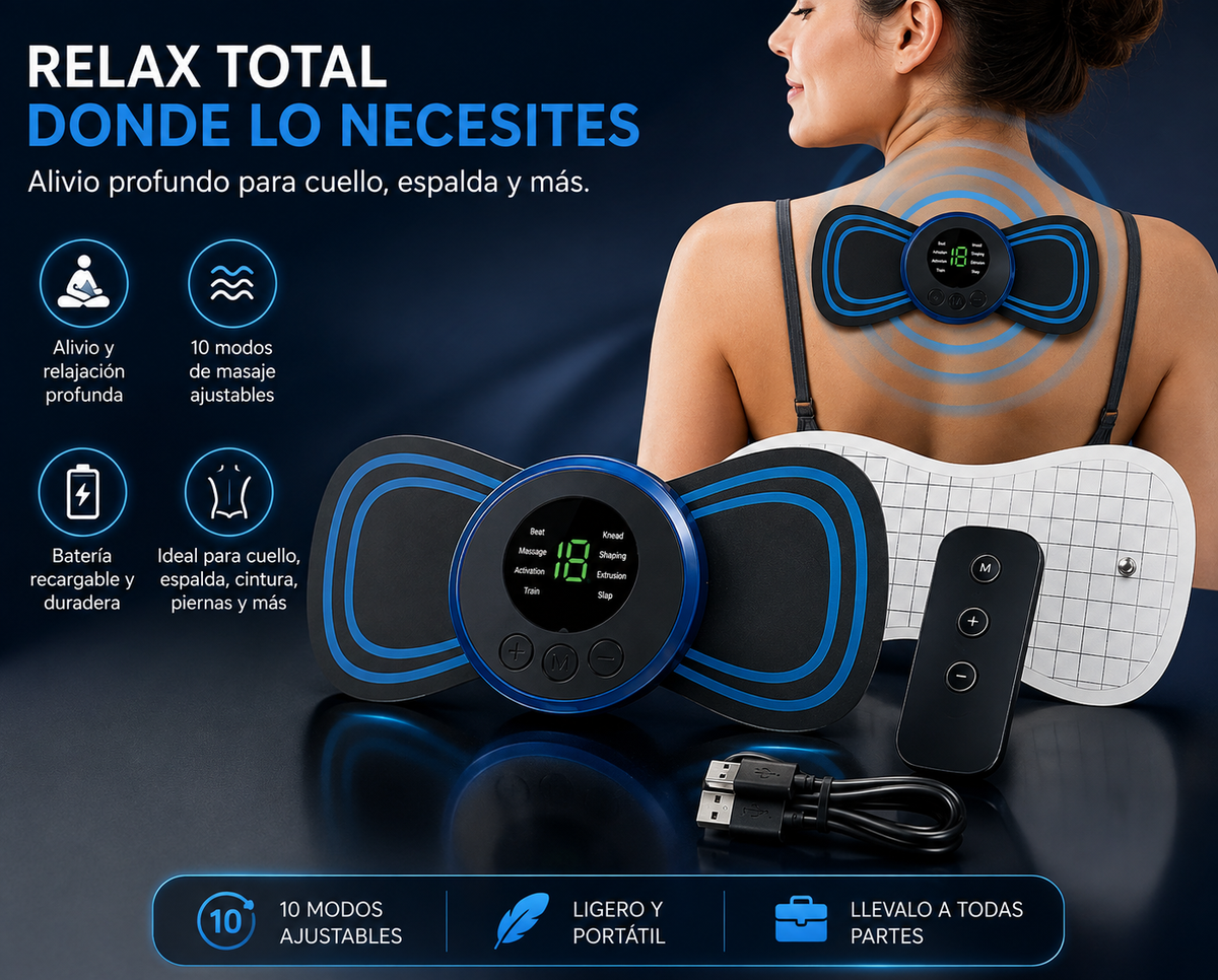 Parche Masajeador Eléctrico Portátil | Recargable USB
