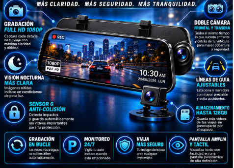 Espejo Retrovisor Para Coche Con Camara